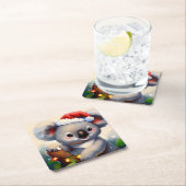 Kerstmis Koala 2 Kartonnen Onderzetters (Insitu)