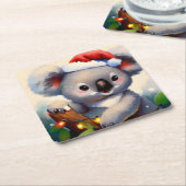 Kerstmis Koala 2 Kartonnen Onderzetters (Schuin)