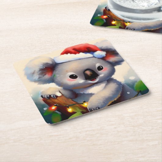 Kerstmis Koala 2 Kartonnen Onderzetters (Schuin)