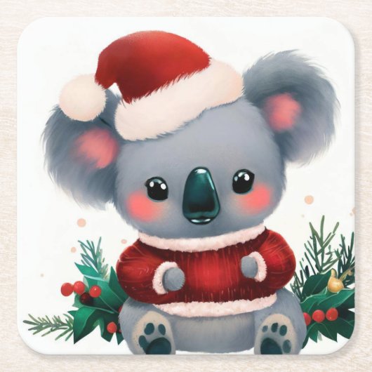 Kerstmis Koala 3 Kartonnen Onderzetters (Voorkant)