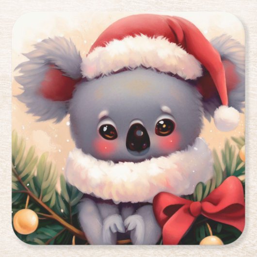 Kerstmis Koala 4 Kartonnen Onderzetters (Voorkant)