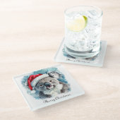 Kerstmis Koala, aanpasbaar Glazen Onderzetter (Schuin)