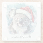 Kerstmis Koala, aanpasbaar Glazen Onderzetter (Achterkant)