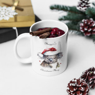 Kerstmis Koala, aanpasbaar Tweekleurige Koffiemok