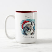 Kerstmis Koala, aanpasbaar Tweekleurige Koffiemok (Links)
