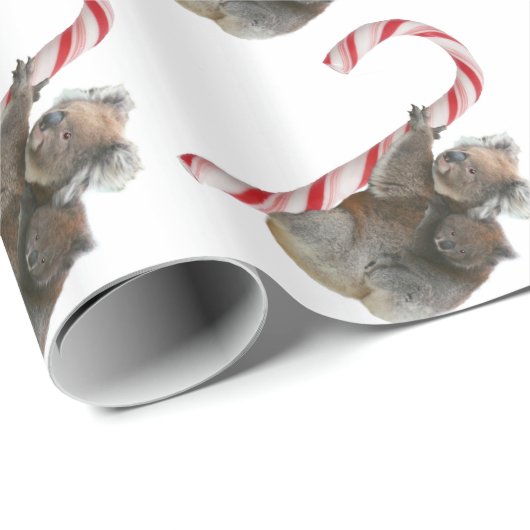 Kerstmis Koala Beren klimmen snoepriet Cadeaupapier (Rol Hoek)
