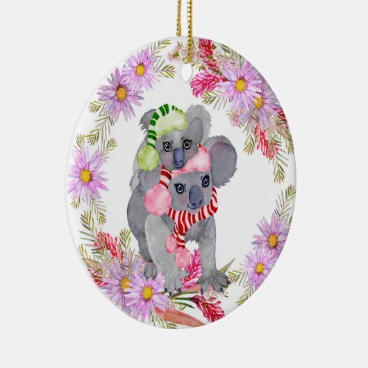 Kerstmis Koala Botanicals Keramisch Ornament (Rechts)