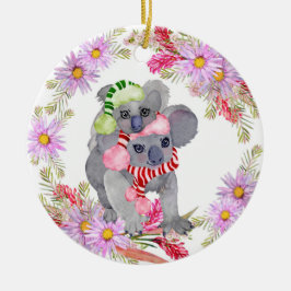 Kerstmis Koala Botanicals Keramisch Ornament