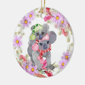Kerstmis Koala Botanicals Keramisch Ornament (Links)