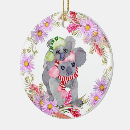 Kerstmis Koala Botanicals Keramisch Ornament (Links)