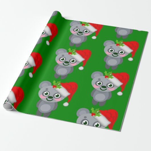 kerstmis koala santa claus cadeaupapier (Uitgerold)