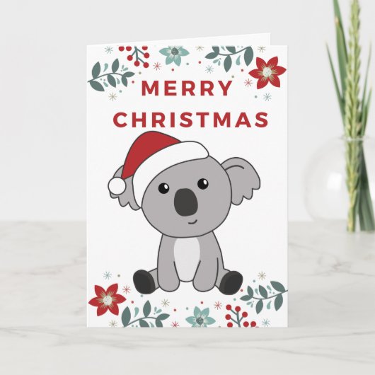 Kerstmis Koala Sneeuw Winter Dieren Koala's Vakant Feestdagen Kaart (Voorkant)
