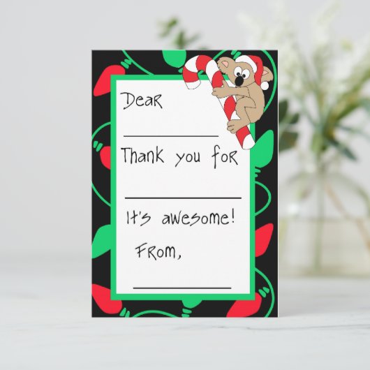 Kerstmis Koala vult-in-the-Blank Dank u Kaart (Staand voorkant)