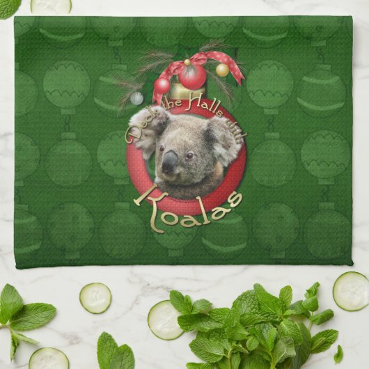 Kerstmis - Koalas - Dek de zalen Theedoek (Gevouwen)