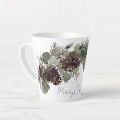 Kerstmis kocht dennenappels latte mok (Linkerhoek)