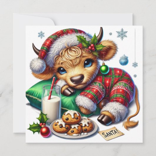 Kerstmis Koe in Festieve Pyjama's Feestdagenkaart (Voorkant)
