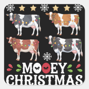Kerstmis Koe Liefhebber Vakantie Boerderij Boer Vierkante Sticker