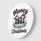 Kerstmis Koe Oude Gravure Shirt Ontwerp Grote Klok (Hoek)