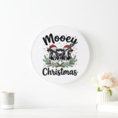 Kerstmis Koe Oude Gravure Shirt Ontwerp Grote Klok (Huis)