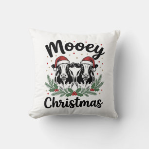 Kerstmis Koe Oude Gravure Shirt Ontwerp Kussen