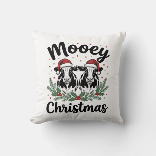 Kerstmis Koe Oude Gravure Shirt Ontwerp Kussen (Voorkant)
