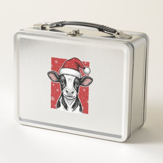 Kerstmis Koe Santa Hoed Vakantie T-shirt (2)_ (Voorkant)