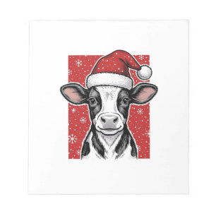 Kerstmis Koe Santa Hoed Vakantie T-shirt (2)_ Notitieblok