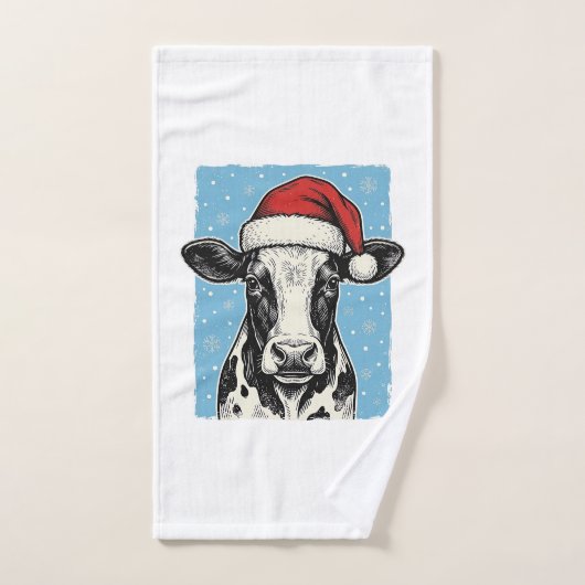 Kerstmis Koe Santa Hoed Vector Design_1 Handdoek (Handdoek)