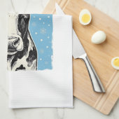 Kerstmis Koe Santa Hoed Vector Design_1 Theedoek (Quarter Fold)