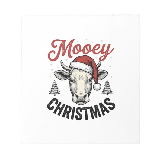 Kerstmis Koe Santa Hoed Vintage Gravure De Notitieblok (Voorkant)