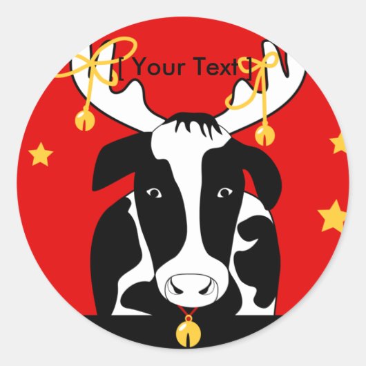 Kerstmis Koe sticker (Voorkant)
