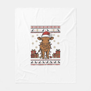 Kerstmis Koe Vakantie Vector T-shirt Ontwerp_ Fleece Deken