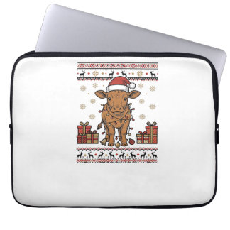 Kerstmis Koe Vakantie Vector T-shirt Ontwerp_ Laptop Sleeve