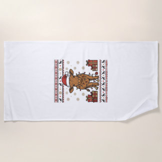 Kerstmis Koe Vakantie Vector T-shirt Ontwerp_ Strandlaken
