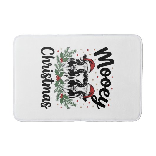 Kerstmis Koe Vintage Gravure Shirt Ontwerp Badmat (Voorkant)