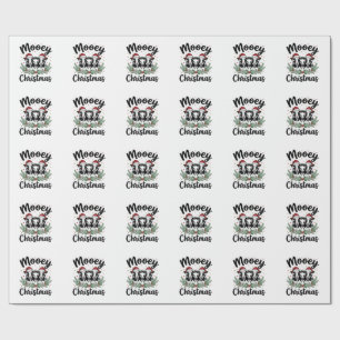 Kerstmis Koe Vintage Gravure Shirt Ontwerp Cadeaupapier