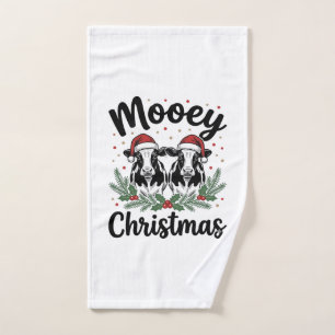 Kerstmis Koe Vintage Gravure Shirt Ontwerp Handdoek