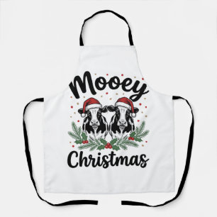 Kerstmis Koe Vintage Gravure Shirt Ontwerp Schort