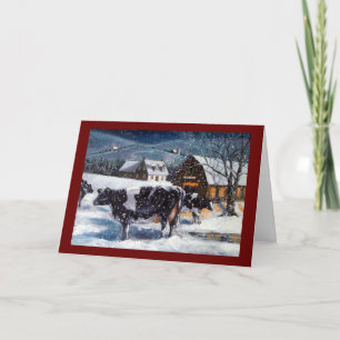 KERSTMIS: KOEIEN: SNEEUW: KUNST: KAART