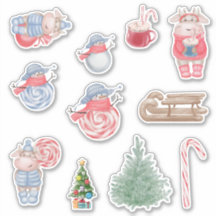 Kerstmis Koeien stickers