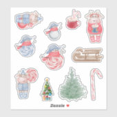 Kerstmis Koeien stickers (Vel)