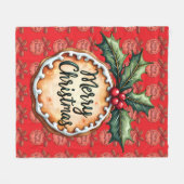 Kerstmis Koekje met Hulst Bessen Rood Fleece Deken (Voorkant (Horizontaal))