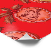 Kerstmis Koekje met Hulst Bessen Rood Perfect Poster (Hoek)