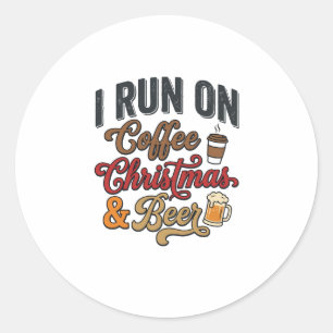 Kerstmis Koffie Bier Vakantie Drinken Design Ronde Sticker