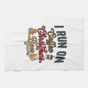 Kerstmis Koffie Bier Vakantie Drinken Design Theedoek