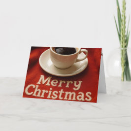 Kerstmis Koffie Op Een Rode Deken Feestdagen Kaart
