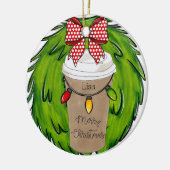 Kerstmis koffiekrans gepersonaliseerd keramisch ornament (Links)
