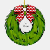 Kerstmis koffiekrans gepersonaliseerd keramisch ornament (Achterkant)