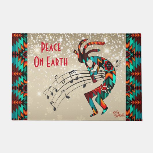 Kerstmis Kokopelli Doormat Deurmat (Voorkant)