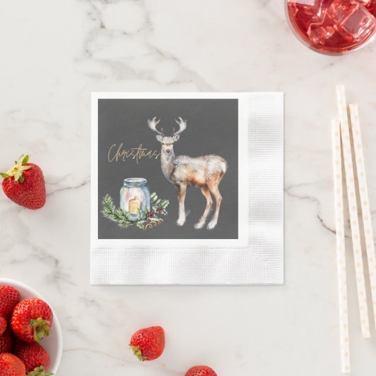 Kerstmis Kom naar ons, rendieren en decoratie Servet (Insitu)